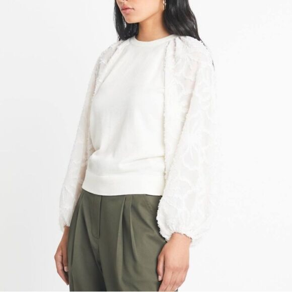 NWT Tanya Taylor Elona Wool Knit Top in Chalk Medium - Picture 11 of 14